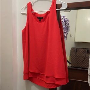 Coral chiffon sleeveless blouse